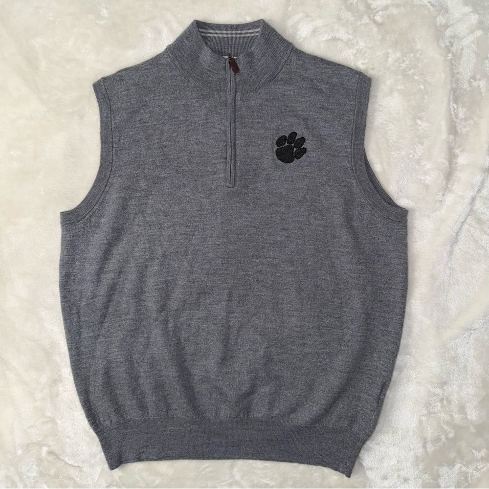 Clemson University Peter Millar 100% Merino Wool Vest Quarter Zip Vest